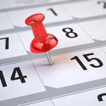 Thumbtack on a calendar